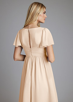 Azazie Verna Maternity Bridesmaid Dresses A-Line V-Neck Ruched Chiffon Floor-Length Dress image6