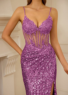 Dominsign Violet Robe de bal sirène corset brodée de sequins image4