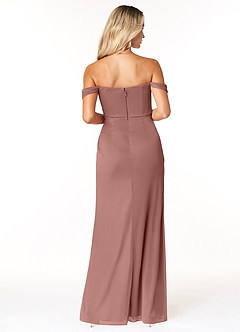 Azazie Tessa Jurken voor bruidsmeisjes Converteerbaar Jurk van Mesh met Kolom Lieverd off-the-shoulder Ceder Roos image6