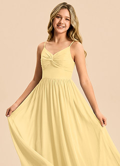 Azazie Zeya Junior Butter A-Line Chiffon Dress image1