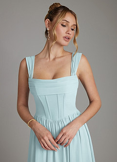Azazie Caterina Bridesmaid Dresses Mist A-Line Corset Chiffon Dress image3