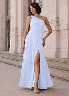 Azazie Brooke Brautjungfernkleider A-Linie One-Shoulder Chiffon Kleid Lavendel image2