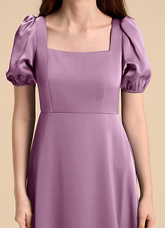 Azazie Briar Junior Vestido de Glicinia de Satén Elástico de Corte en A con Lazo image8