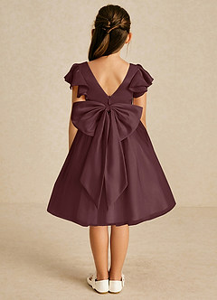 Azazie Kaeya Flower Girl Dresses Sangria A-Line Bow Tulle Dress image1