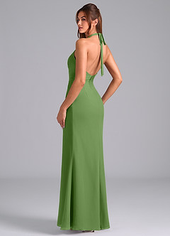 Azazie Valerie Vestidos de damas de honor Vestido de Albahaca de Gasa de Corte Sirena con Plisado image5