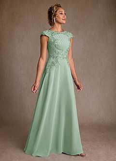 Azazie Christi Mother of the Bride Dresses Agave A-Line Lace Chiffon Dress image3