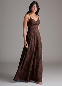 Azazie Davis Bridesmaid Dresses Ganache A-Line Pleated Floral Burnout Dress image4