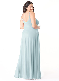 Azazie Evalin Bridesmaid Dresses Mist A-Line V-Neck Pleated Mesh Dress image10