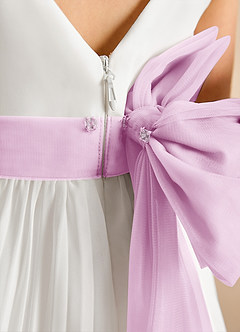 Azazie Margot Flower Girl Dresses Ivory Candy Pink A-Line Pleated Chiffon Dress image9