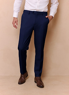 front Savile Blue Wool Blend Dress Pants