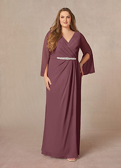 Azazie Belinda Mother of the Bride Dresses Sangria A-Line V-Neck Pleated Chiffon Dress image6