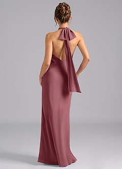 Azazie Velli Abiti da Damigella Abito Sirena in Chiffon Collo alto Rosa Del Deserto image2