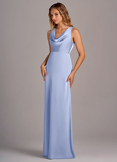 Azazie Wrenlee Bridesmaid Dresses Ice A-Line Stretch Satin Dress image3