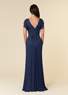 Azazie Reneya Mother of the Bride Dresses Dark Navy A-Line Pleated Mesh Dress image8