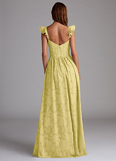 Azazie Denisse Brautjungfernkleider A-Linie Gestreift Blumen-Burnout Kleid Kanarienvogel image3