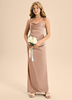 Azazie Mai Junior English Rose A-Line Sweetheart Neckline Stretch Satin Dress image4
