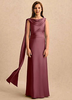 Azazie Sanah Girls Formal Flower Girl Klänningar Klänning A-Line i Stretch Satin Plisserad image4