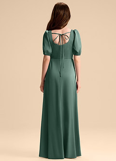 Azazie Briar Junior Eucalyptus A-Line Bow Stretch Satin Dress image2
