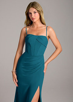 Azazie Chantel Bridesmaid Dresses Ink Blue Sheath Strapless Chiffon Convertible Dress image2