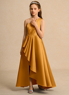 Azazie Taffy Junior Formal Flower Girl Klänningar Klä A-Line i Matt satäng Spets image5