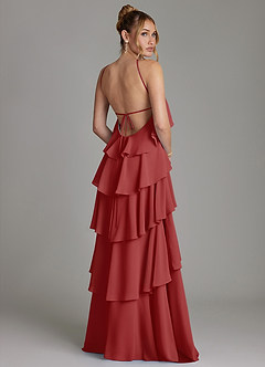 Azazie Deena Robes de demoiselle d'honneur Robe Trapèze en Mousseline de soie Rayé Rouille image2