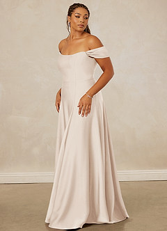 Christian Siriano Bridal for Azazie 1002 Bridesmaid Dresses White Alabaster A-Line Off the Shoulder Stretch Satin Convertible Dress image12