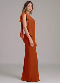 Azazie Capri Abiti da Damigella Abito A-Line in Chiffon Monospalla Paprika image3
