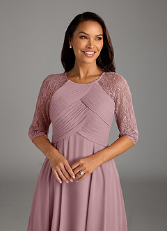 Azazie Dorothea Mother of the Bride Dresses Dusty Rose A-Line Scoop lace Chiffon Dress image4