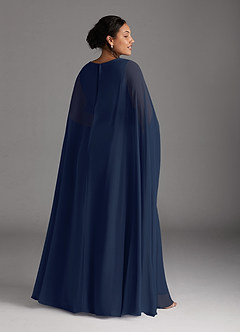 Azazie Isa Mother of the Bride Dresses Dark Navy A-Line V-Neck Pleated Chiffon Dress image8
