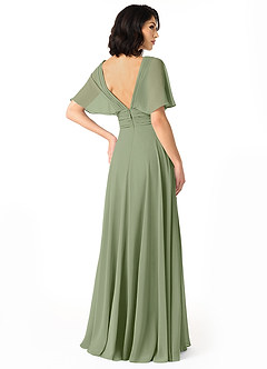 Azazie Pamela Bridesmaid Dresses Pistachio A-Line V-Neck Pleated Chiffon Dress image2