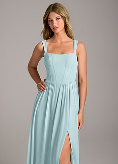 Azazie Rosaline Brautjungfernkleider A-Linie Seitliche Cut-Outs Chiffon Kleid Nebel image2