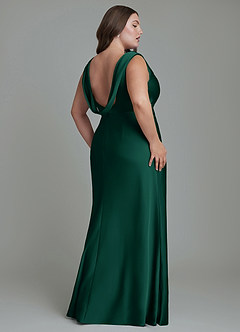 Azazie Kieryn Bridesmaid Dresses Emerald Mermaid Pleated Stretch Satin Dress image8