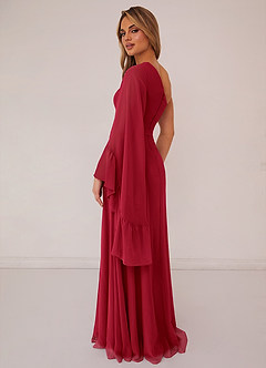 Barbie ♥ Azazie Bridesmaid Dresses Scarlet A-Line Long Sleeve Chiffon Dress image2