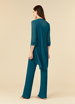Azazie Frances Mother of the Bride Dresses Ink Blue Jumpsuit/Pantsuit Scoop Mesh Dress image4