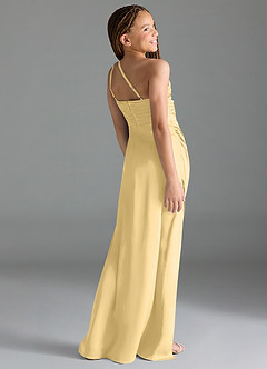 Azazie Eren Junior Butter Sheath Pleated Stretch Satin Dress image5