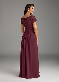Azazie Dunja Mother of the Bride Dresses Cabernet A-Line V-Neck Lace Chiffon Dress image4