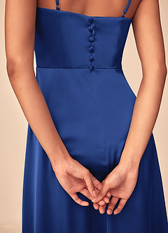Azazie Dottie Bridesmaid Dresses Royal Blue A-Line Stretch Satin Dress image7