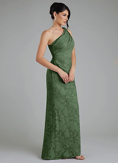 Azazie Akilah Jurken voor bruidsmeisjes Jurk van Bloemen Burn-out met Zeemeermin One-shoulder Eucalyptus image3