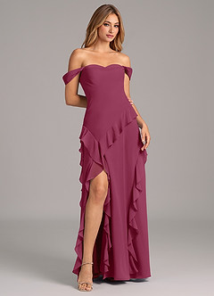 Azazie Sloane Bridesmaid Dresses Mulberry A-Line Sweetheart Neckline Chiffon Dress image4