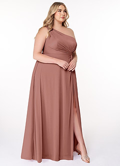 Azazie Brooke Bridesmaid Dresses Cedar Rose A-Line One Shoulder Mesh Dress image9