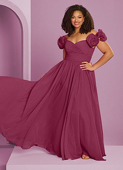 Barbie ♥ Azazie Brautjungfernkleider Wandelbar A-Linie Schulterfrei Chiffon Kleid Maulbeerrot image16