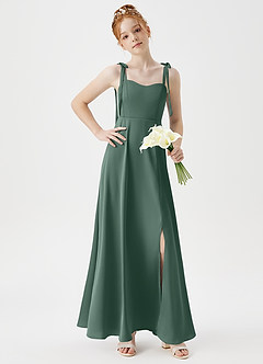 Azazie Rosey Junior Eucalyptus A-Line Sweetheart Neckline Stretch Satin Dress image3