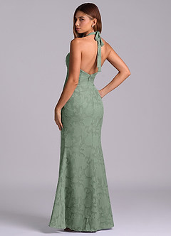 Azazie Valerie 신부 들러리 드레스 인어 주름진 플로럴 번아웃 바닥 길이 드레스 image6