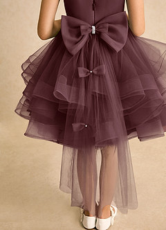 Azazie Tinie Blumenmädchenkleider Ballkleid Schleifen Tüll Kleid Sangria image7