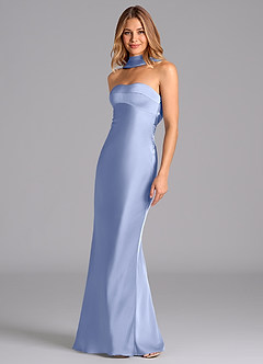 Azazie Lusinda Brudtärnklänningar Klänning av Sjöjungfru i Stretch Satin Axelbandslös Is image1