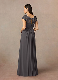Azazie Macy Mother of the Bride Dresses Steel Grey A-Line V-Neck Sequin Lace Lace Dress image4
