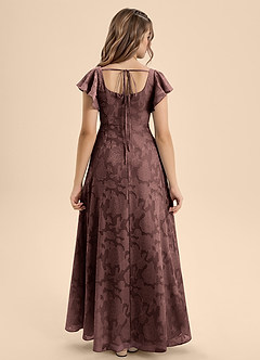 Azazie Bondi Junior Espresso A-Line Bow Floral Burnout Dress image2