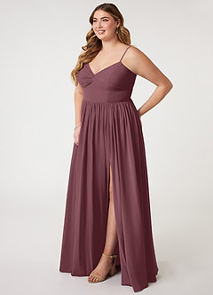 Azazie Zeya Bridesmaid Dresses Sangria A-Line V-Neck Pleated Chiffon Dress image8