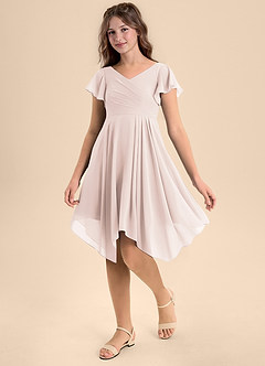 Azazie Janeaurelia Junior Rose Petal A-Line Pleated Chiffon Dress image3