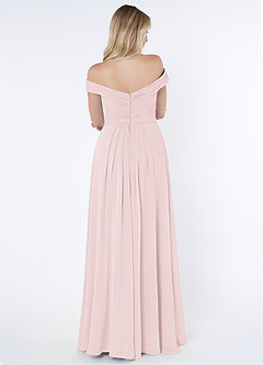 Azazie Audrianna Bridesmaid Dresses Blushing Pink A-Line Off-The-Shoulder Gathered Chiffon Convertible Dress image3